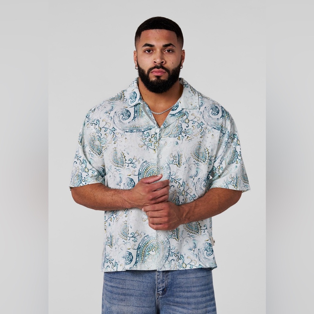 YOUNGLA MOSAIC LINEN BUTTON-UPS - Picture 2 of 7